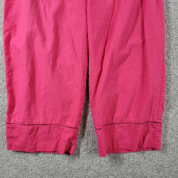 VTG Norton Studio Linen Tank Pant Set Womens Petite XL Pink Capri Resortwear - Picture 10 of 16